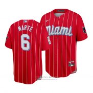 Camiseta Beisbol Hombre Miami Marlins Starling Marte 2021 City Connect Replica Rojo