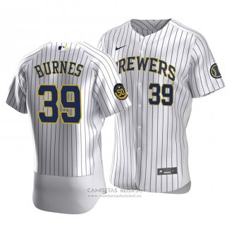 Camiseta Beisbol Hombre Milwaukee Brewers Corbin Burnes Autentico Primera Blanco