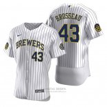 Camiseta Beisbol Hombre Milwaukee Brewers Mike Brosseau Autentico Primera Blanco