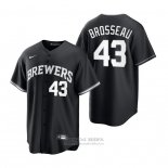 Camiseta Beisbol Hombre Milwaukee Brewers Mike Brosseau Replica Blanco Negro