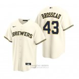 Camiseta Beisbol Hombre Milwaukee Brewers Mike Brosseau Replica Primera Crema