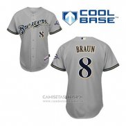 Camiseta Beisbol Hombre Milwaukee Brewers Ryan Braun 8 Gris Cool Base