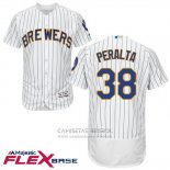 Camiseta Beisbol Hombre Milwaukee Brewers Wily Peralta Blanco Autentico Collection Flex Base