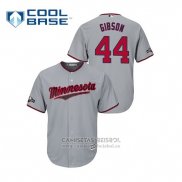 Camiseta Beisbol Hombre Minnesota Twins Kyle Gibson 2019 Postemporada Cool Base Gris