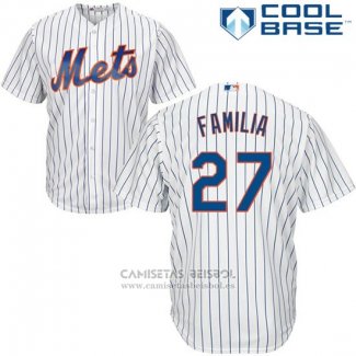 Camiseta Beisbol Hombre New York Mets 27 Jeurys Familia Blanco Cool Base
