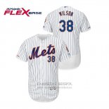Camiseta Beisbol Hombre New York Mets Justin Wilson 150th Aniversario Patch Autentico Flex Base Blanco