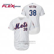 Camiseta Beisbol Hombre New York Mets Justin Wilson 150th Aniversario Patch Autentico Flex Base Blanco