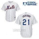 Camiseta Beisbol Hombre New York Mets Lucas Duda 21 Blanco Primera Cool Base