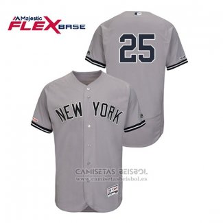 Camiseta Beisbol Hombre New York Yankees Gleyber Torres 150th Aniversario Patch Flex Base Gris