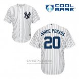 Camiseta Beisbol Hombre New York Yankees Jorge Posada 20 Blanco Primera Cool Base