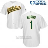 Camiseta Beisbol Hombre Oakland Athletics Billy Burns Blanco Autentico Collection Cool Base Custom