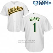 Camiseta Beisbol Hombre Oakland Athletics Billy Burns Blanco Autentico Collection Cool Base Custom