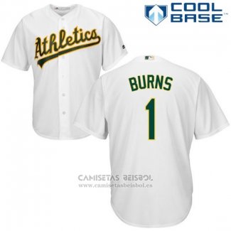 Camiseta Beisbol Hombre Oakland Athletics Billy Burns Blanco Autentico Collection Cool Base Custom