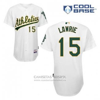 Camiseta Beisbol Hombre Oakland Athletics Brett Lawrie 15 Blanco Primera Cool Base