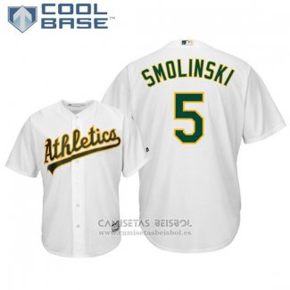 Camiseta Beisbol Hombre Oakland Athletics Jake Smolinski Cool Base Primera Blanco