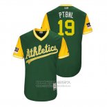 Camiseta Beisbol Hombre Oakland Athletics Josh Phegley 2018 LLWS Players Weekend Ptbnl Verde