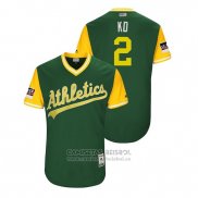 Camiseta Beisbol Hombre Oakland Athletics Khris Davis 2018 LLWS Players Weekend Kd Verde