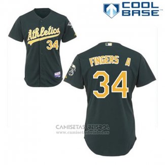 Camiseta Beisbol Hombre Oakland Athletics Rollie Fingers 34 Verde Alterno Cool Base