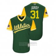 Camiseta Beisbol Hombre Oakland Athletics Shawn Kelley 2018 LLWS Players Weekend Jordy Verde