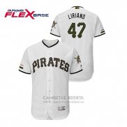Camiseta Beisbol Hombre Pittsburgh Pirates Francisco Liriano 150th Aniversario Patch Autentico Flex Base Blanco