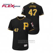 Camiseta Beisbol Hombre Pittsburgh Pirates Francisco Liriano 150th Aniversario Patch Autentico Flex Base Negro