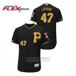 Camiseta Beisbol Hombre Pittsburgh Pirates Francisco Liriano 150th Aniversario Patch Autentico Flex Base Negro