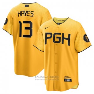 Camiseta Beisbol Hombre Pittsburgh Pirates KeBryan Hayes 2023 City Connect Replica Oro