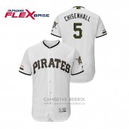 Camiseta Beisbol Hombre Pittsburgh Pirates Lonnie Chisenhall 150th Aniversario Patch Autentico Flex Base Blanco