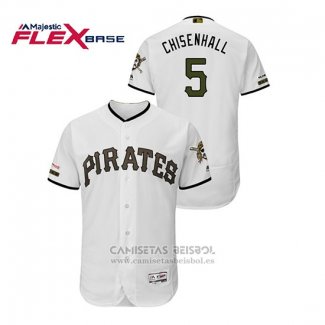 Camiseta Beisbol Hombre Pittsburgh Pirates Lonnie Chisenhall 150th Aniversario Patch Autentico Flex Base Blanco