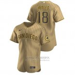 Camiseta Beisbol Hombre San Diego Padres Austin Hedges Autentico Alterno Bronceado Marron