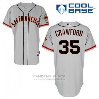 Camiseta Beisbol Hombre San Francisco Giants Brandon Crawford 35 Gris Cool Base