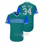 Camiseta Beisbol Hombre Seattle Mariners Felix Hernandez 2018 LLWS Players Weekend King Felix Verde