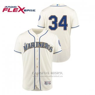 Camiseta Beisbol Hombre Seattle Mariners Felix Hernandez Hispanic Heritage Flex Base Crema