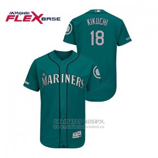 Camiseta Beisbol Hombre Seattle Mariners Yusei Kikuchi 150th Aniversario Patch Autentico Flex Base Verde