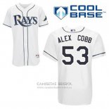 Camiseta Beisbol Hombre Tampa Bay Rays Alex Cobb 53 Blanco Primera Cool Base