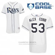 Camiseta Beisbol Hombre Tampa Bay Rays Alex Cobb 53 Blanco Primera Cool Base