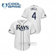 Camiseta Beisbol Hombre Tampa Bay Rays Blake Snell 2019 Postemporada Cool Base Blanco