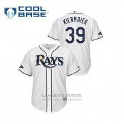 Camiseta Beisbol Hombre Tampa Bay Rays Kevin Kiermaier 2019 Postemporada Cool Base Blanco