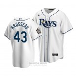 Camiseta Beisbol Hombre Tampa Bay Rays Mike Brosseau Replica Primera 2020 Blanco