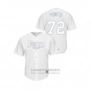 Camiseta Beisbol Hombre Tampa Bay Rays Yonny Chirinos 2019 Players Weekend Replica Blanco