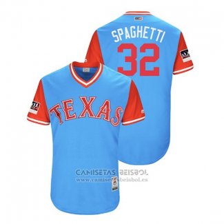 Camiseta Beisbol Hombre Texas Rangers Eddie Butler 2018 LLWS Players Weekend Spaghetti Azul