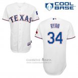 Camiseta Beisbol Hombre Texas Rangers Nolan Ryan 34 Blanco Primera Cool Base