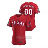 Camiseta Beisbol Hombre Texas Rangers Personalizada Autentico 2020 Alterno Rojo