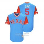 Camiseta Beisbol Hombre Texas Rangers Willie Calhoun 2018 LLWS Players Weekend June Azul