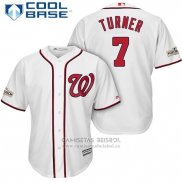 Camiseta Beisbol Hombre Washington Nationals 2017 Postemporada Trea Turner Blanco Cool Base