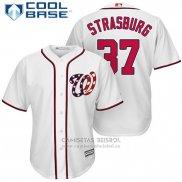 Camiseta Beisbol Hombre Washington Nationals 37 Stephen Strasburg Blanco 2017 Cool Base