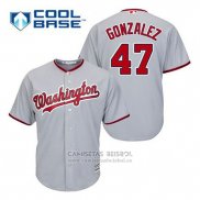 Camiseta Beisbol Hombre Washington Nationals Gio Gonzalez 47 Gris Cool Base