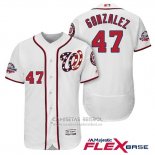 Camiseta Beisbol Hombre Washington Nationals Gio Gonzalez Blanco 2018 All Star Primera Alterno Flex Base