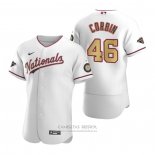 Camiseta Beisbol Hombre Washington Nationals Patrick Corbin Gold-Trimmed Championship Autentico Blanco