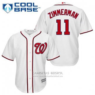 Camiseta Beisbol Hombre Washington Nationals Ryan Zimmerman 11 Blanco Primera Cool Base